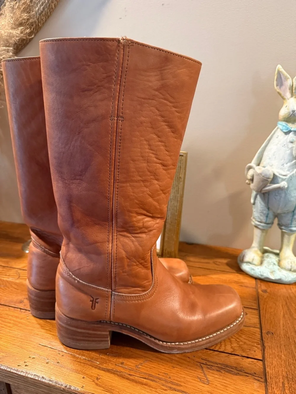 Frye Tan Leather Mid-Calf Boots - Picture 7 of 8